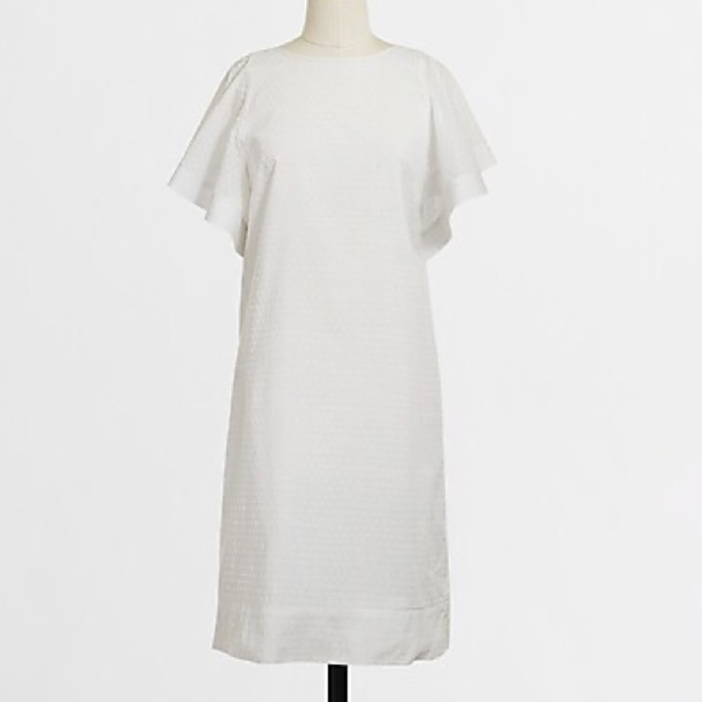 J. Crew flutter sleeve Swiss dot dress in white